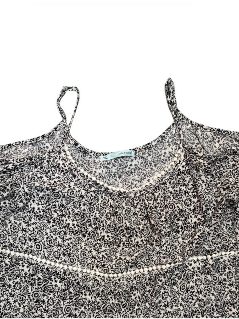 Maurices Cold Shoulder Floral Peasant Blouse Size Large Boho Adjustable Straps - Picture 3 of 6